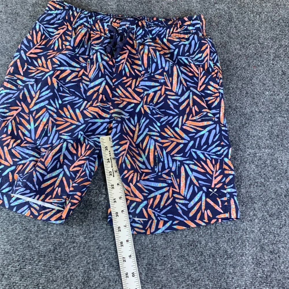 MBX Swim Trunks Mens Small Navy Blue Good Tropical Print Drawstring 27x7